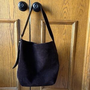 Madewell Essentials Brown Suede Bucket Bag